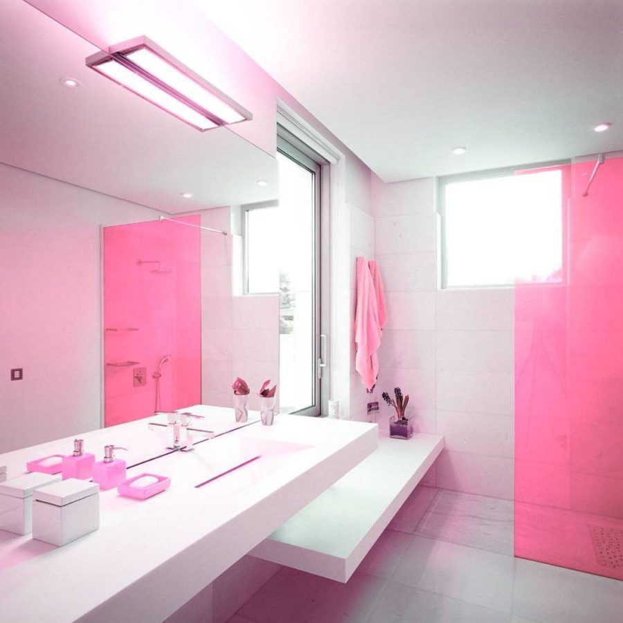 baño infantil rosa